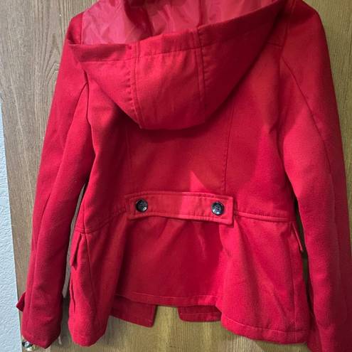 Celebrity Pink  red double-breasted pea coat