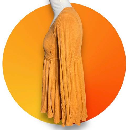 True Craft NWT  Babydoll Orange Top Long Sleeve Round Neck Size Small S