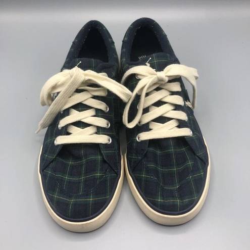 Polo  Ralph Lauren Womens Harold Sneakers Shoes 91183 Casual Plaid Preppy 6M