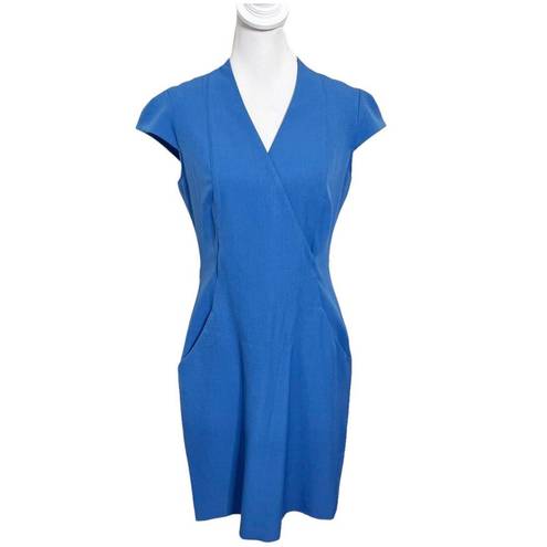 MM.LaFleur  Felisa Dress Blue Sheath Cap Sleeve Pockets Business Women’s Size 10