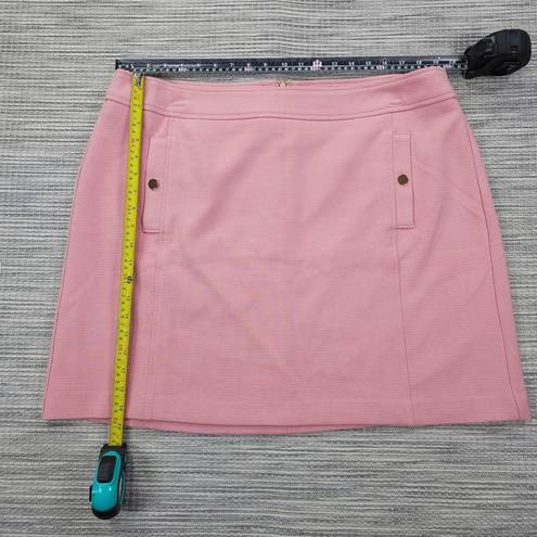 The Loft  Plus Size 16 Pink Shift Skirt Gold Buttons Barbie Academia Preppy NEW