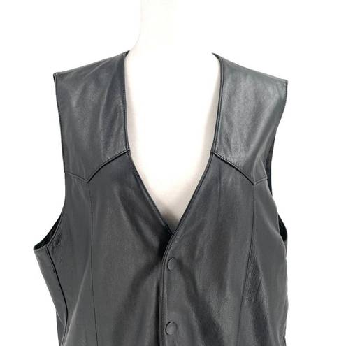 St. John’s Bay Vintage St. Johns Bay 100% Leather Snap Biker Motorcycle Vest Women's Large