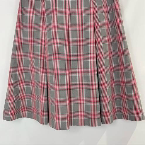 Brooks Brothers Plaid Pleated A-Line Knee Length Skirt Black White Red Size 4