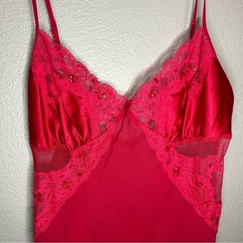 Victoria's Secret Victoria’s Secret red silk lingerie sequin lace slip dress women’s size XS