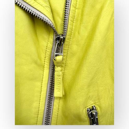 Mackage  Frederica Lamb Leather Moto Vest Asymmetrical Zip Jacket Yellow XS