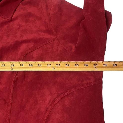 Polo AVENUE Woman’s Plus 26/28 Red Velour button down  long sleeve Top Blouse