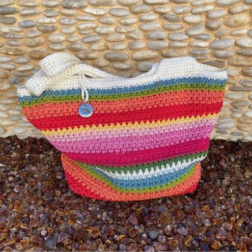 The Sak  Multicolor Striped Woven Crochet Shoulder/Tote Beach Hobo Bag. VGUC!