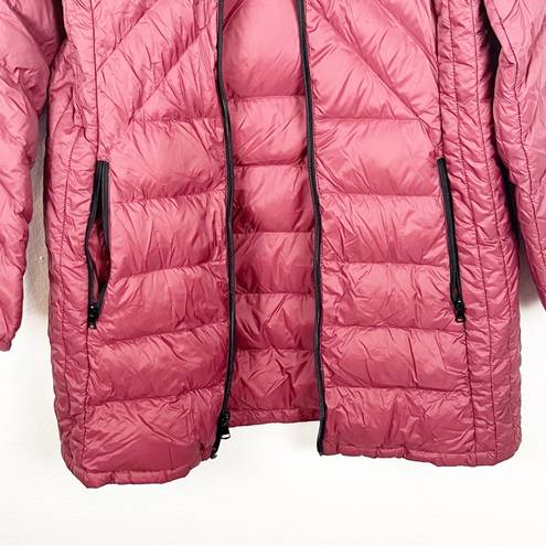 London Fog  Burgundy Lightweight Packable Down Hooded Full Zipper Puffer Jacket