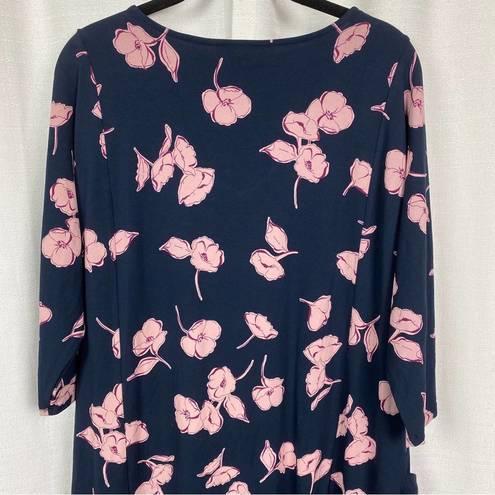 J.Jill  Blue&Pink Floral Pocket Front Shift Dress Sz.L