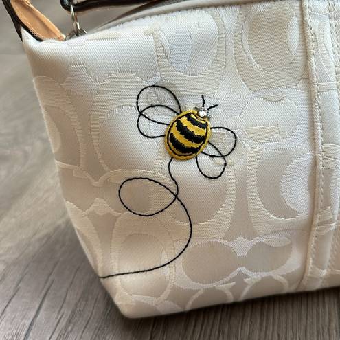 Coach Limited Edition  Signature Optic White Cream Monogram Bumble Bee Mini Hobo