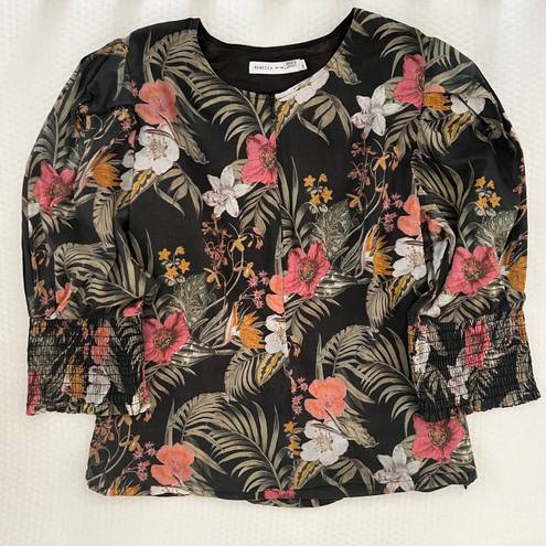 Rebecca Minkoff Geneva Tropical Floral Puff Sleeve Top