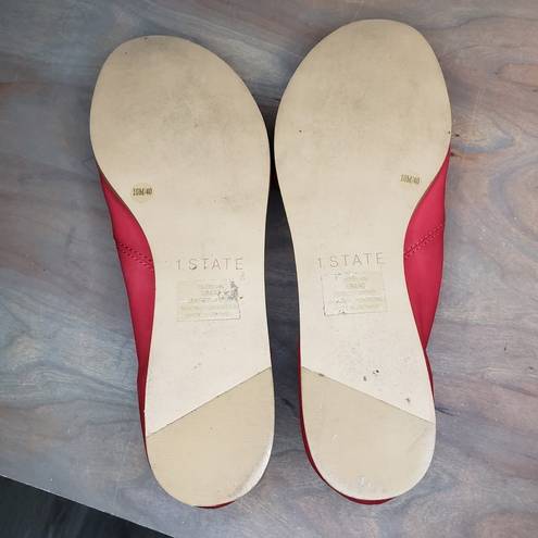 1. State  Red Leather Celvin Slip On Open Almond Toe Sandals Size 10