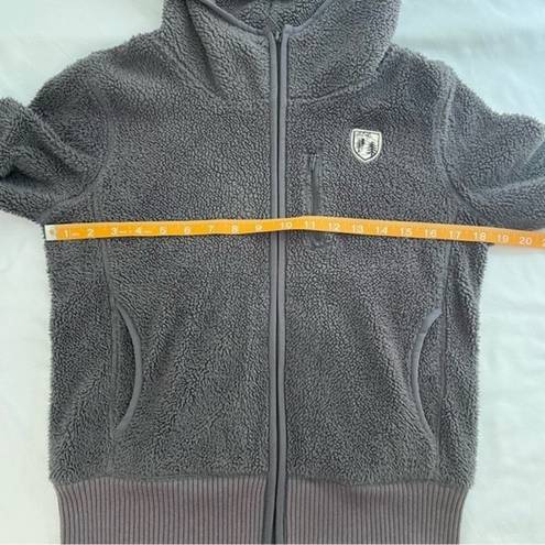 American Eagle  Grey Size S Fuzzy Teddy Full Zip Hooded Jacket Pockets Neutral