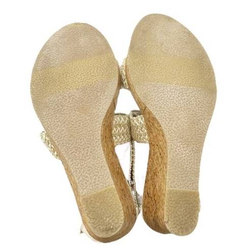 BKE Buckle  Sole Reid Cream & Cork Platform Woven Strap Sandals Women’s Size 8.5