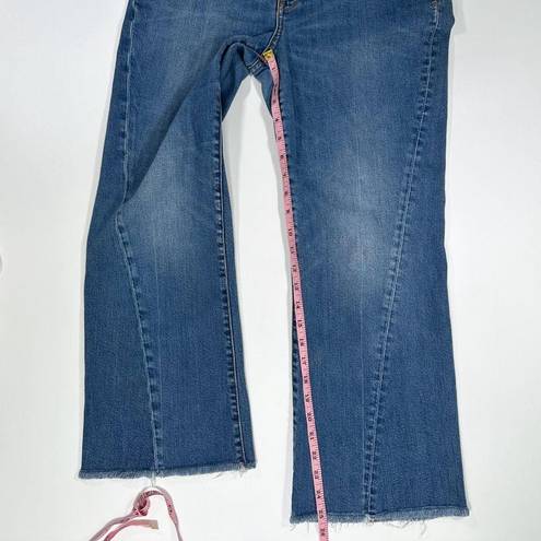 Pilcro  High Rise Flare Jeans Raw Hem Size 31