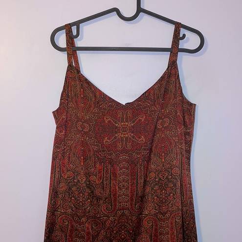 Loft Ann Taylor  Silk Paisley Spaghetti Strap Dress Sequin Hem size 8