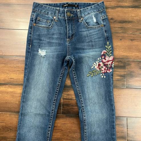 Harper  Flower Embroidered Skinny Jeans - Size 26