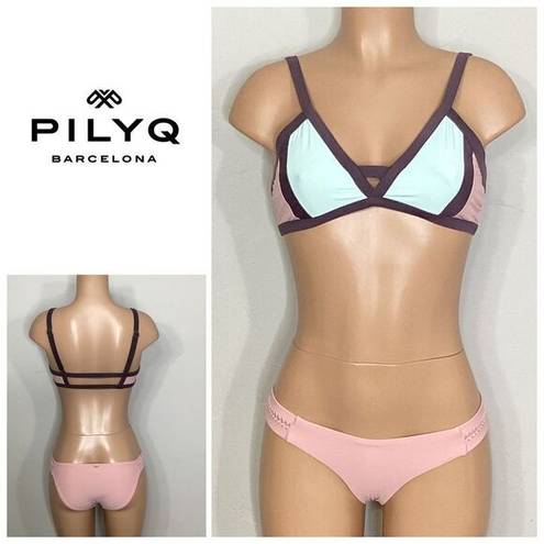 PilyQ New.  blush/pink, brown, mint bikini. D-cup top/ S-bottom. Normally $168