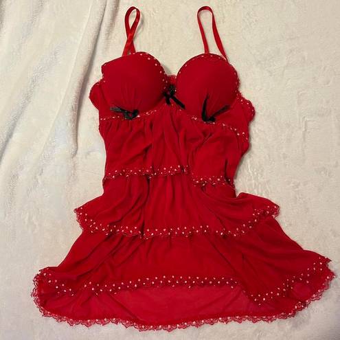 Victoria's Secret red ruffle babydoll top