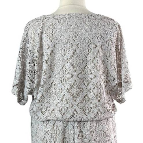 Dress Barn  NEW Blouson Dress Open Stitch Crochet Party Women’s Cream NWT 20W Plus