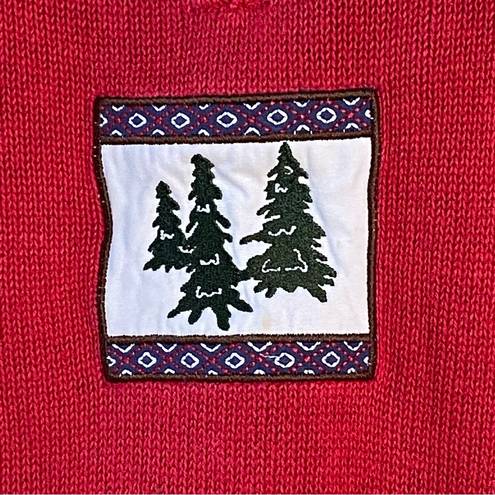 Breckenridge Vintage  Grandma 1/4 Zip Turtleneck Fir Tree Sweater Red Size XL