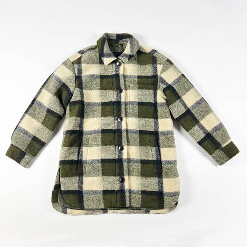 Madewell NEW  Belrose Shirt-Jacket Wool Blend Collared Button Front Maran Plaid 