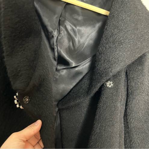 Banana Republic Vintage  Black Alpaca Wool Blend Coat w/ Broach Button Petite Sm