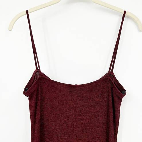 Charlotte Russe  Womens Vintage Y2K Slinky Spacedye Cowl Neck Slip Dress Burgundy