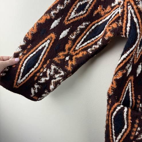 ZARA  Knit Cardigan Womens Size Small Duster Long Aztec Heavy Pockets Boho NEW
