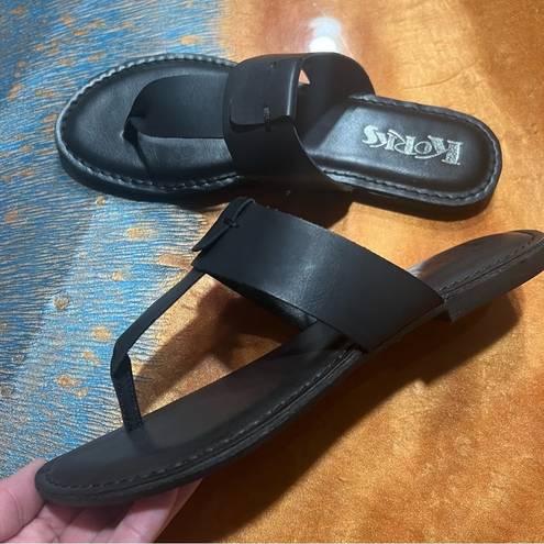 Kork-Ease New Korks Dawn Black leather thong Sandals size 6