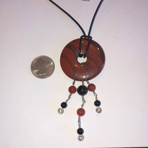 Onyx Handmade Vintage Boho Carnelian &  ? Semi Precious Stones Pendant Necklace