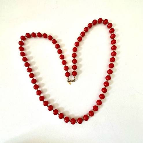 Monet  vintage  Red beaded and gold tone beaded necklace