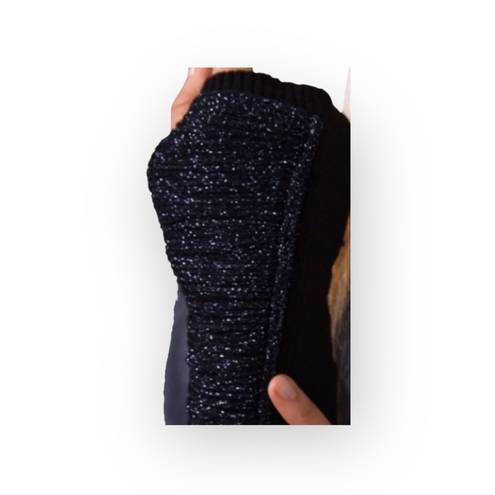 Rare: new Pencey ✵ Fringe Fingerless Gloves ✵ Black Metallic ✵ Edgy Chic Blingy