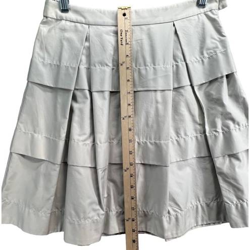 J.Crew  Skirt Womens 0 Light Gray Sateen Tiered Pleated A Line Gateau Side Zip