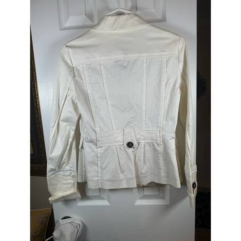 Mango MNG by  Womens Cotton Suit Jacket White Size 6 3 Blazer Cinched Waste