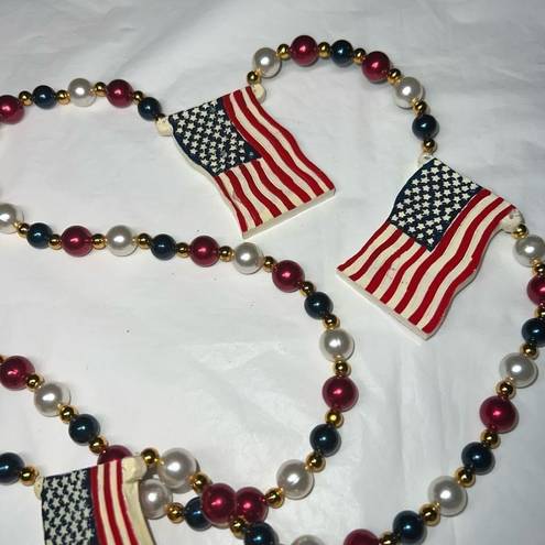 Vintage Mardi Gras American Flag Bead Red