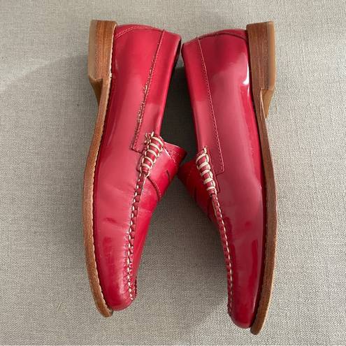 Krass&co G.H. Bass & . Whitney Weejuns Penny Loafers Patent Red Flats Women’s Size 6.5