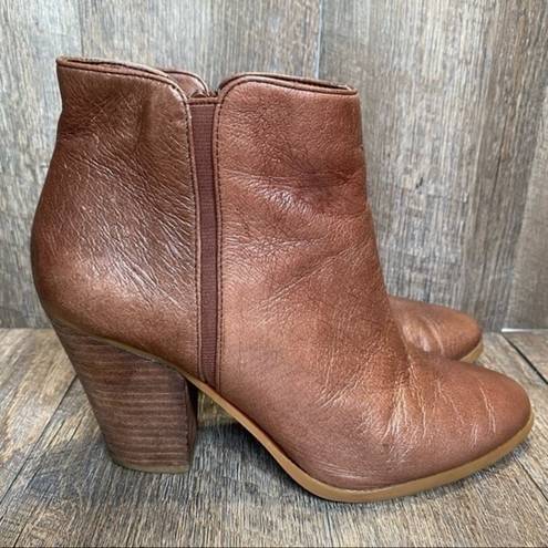 Jessica Simpson  Kirblin Leather Brown Zip Up Ankle Boots Booties Size 8