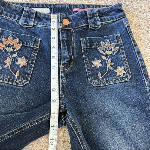 Pilcro  Embroidered Flower Flare Boho Jeans