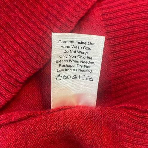 Coldwater Creek  Women Sweater V-Neck Wool Blend Long Sleeve Knit Pullover L Red