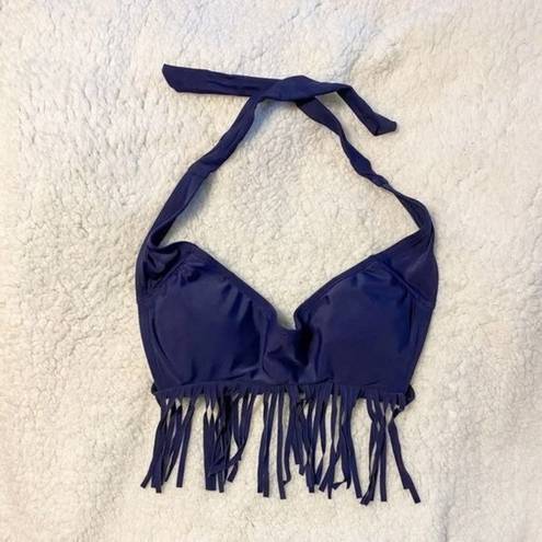 The Bikini Lab Navy Fringe Bikini Top from 