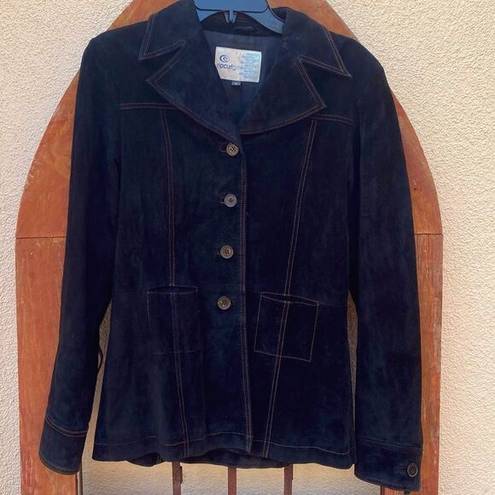 Rip Curl 🧥VINTAGE  GIRL BLACK LEATHER SUEDE JACKET SZ M. Good Condition