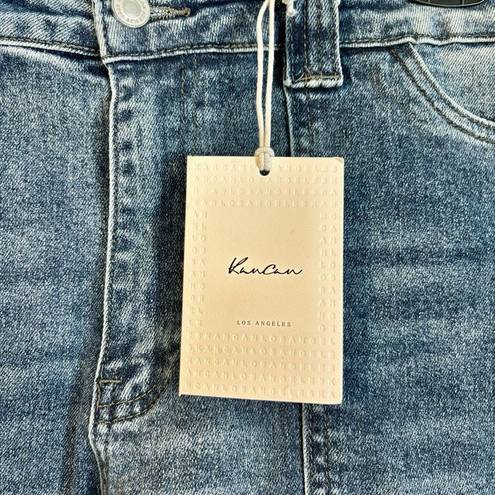 KanCan Avery Cargo Crop Utility Jeans Denim Acid Washed Blue Womens Size 13/30