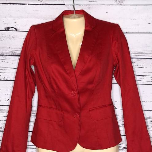 Dalia Collection  NWT Size 2 Red Button Front Fully Lined Cotton Blend Blazer