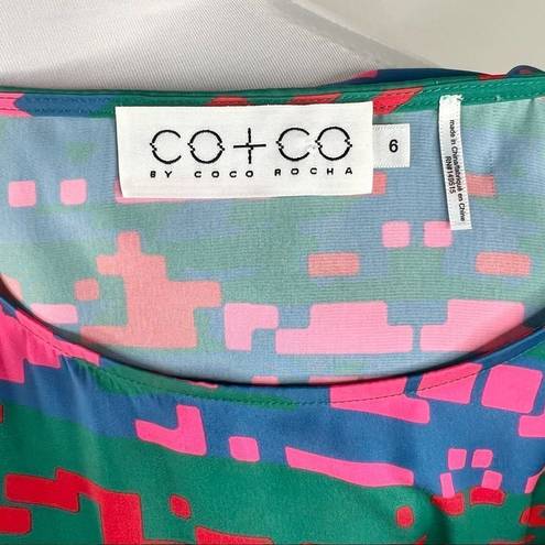  + CO by Coco Rocha Cornelia Top Green Pink Red Sleeveless Top Size 6