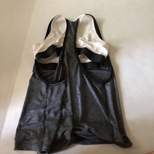 Nike  gray tank with white sports bra inside