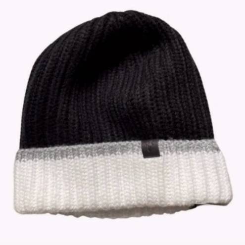 Frye  knit beanie black with white trim