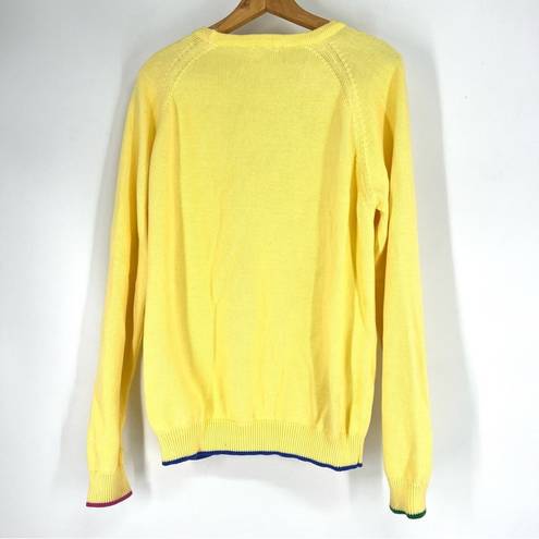 Hill House  Button Front Cardigan Sweater V-Neck Knitted Side Pocket Yellow M