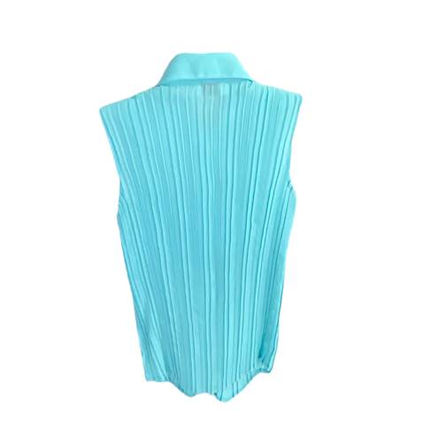 Edge Dress-U By Sharon Turquoise Semi-Sheer Sleeveless Blouse 	w Raw  Layered Petals Ruffle Women M