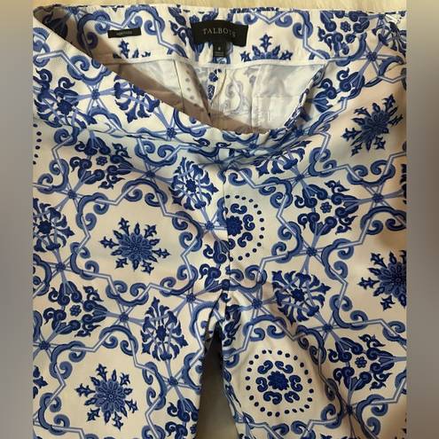 Talbots  Heritage Crop Pants Blue Porcelain Mosaic‎ Womens Sz. 8